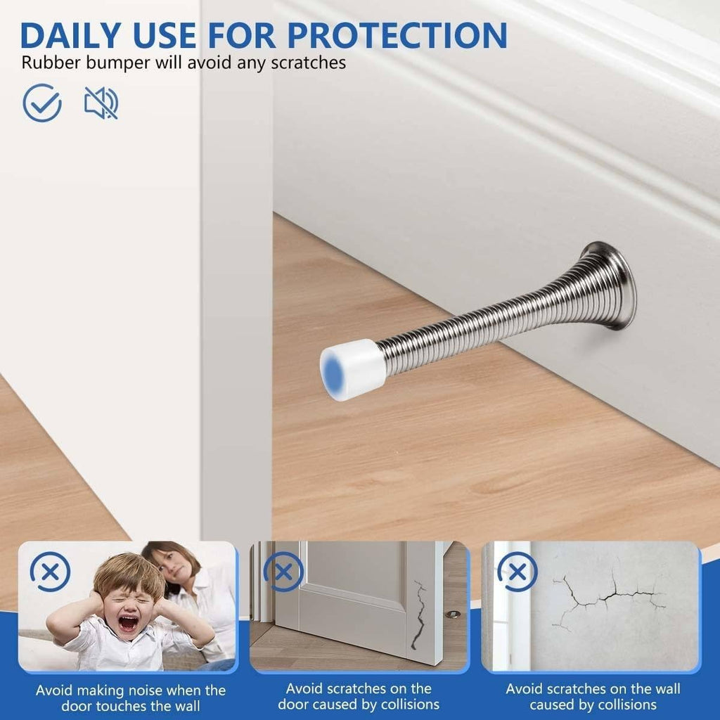 Pack of 12 KISEER Satin Nickel Spring Door Stops 3 1/4 Inch Flexible Heavy Duty