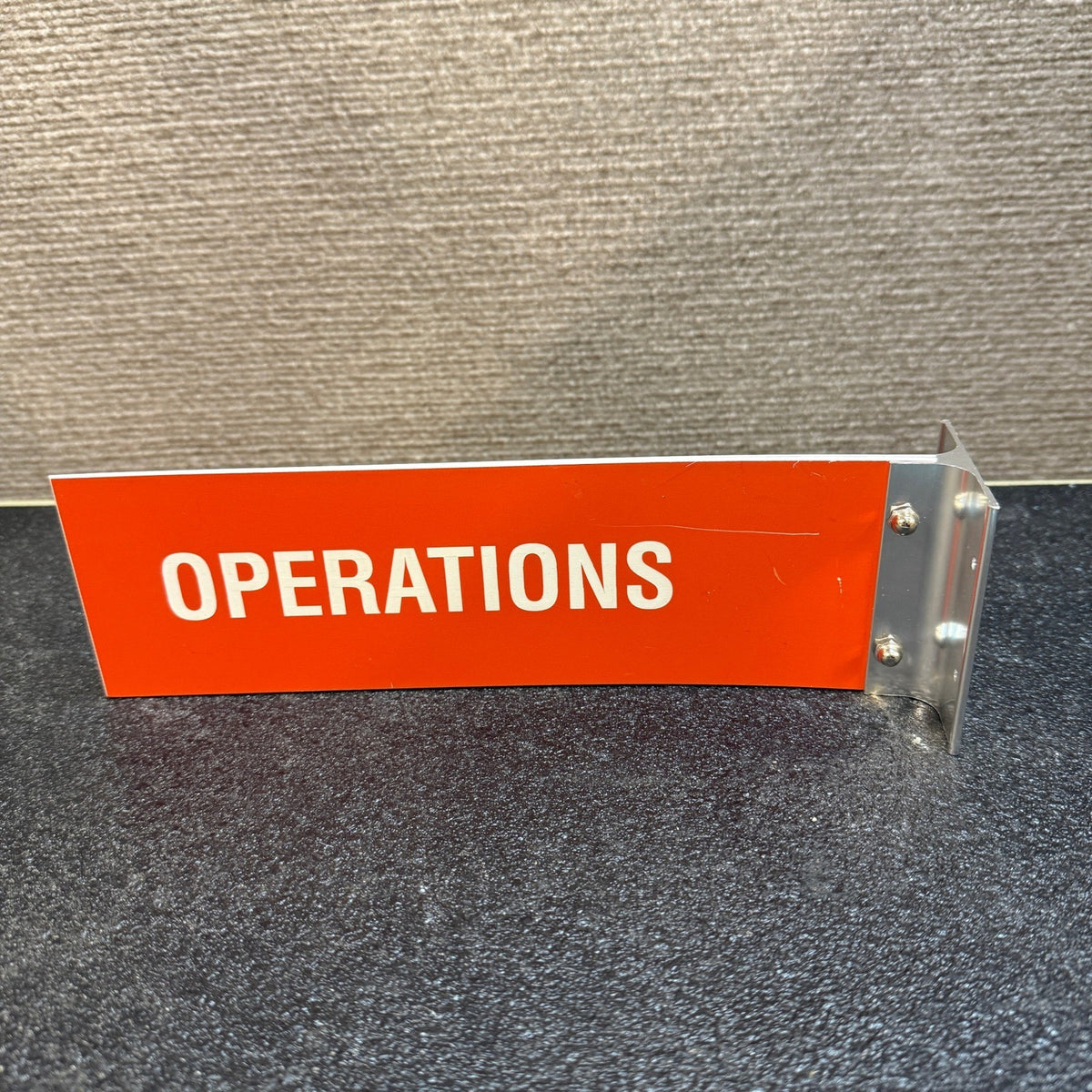 Operations Wall Mount Projecting Corridor Sign 3x10" Red & White w/ Bracket