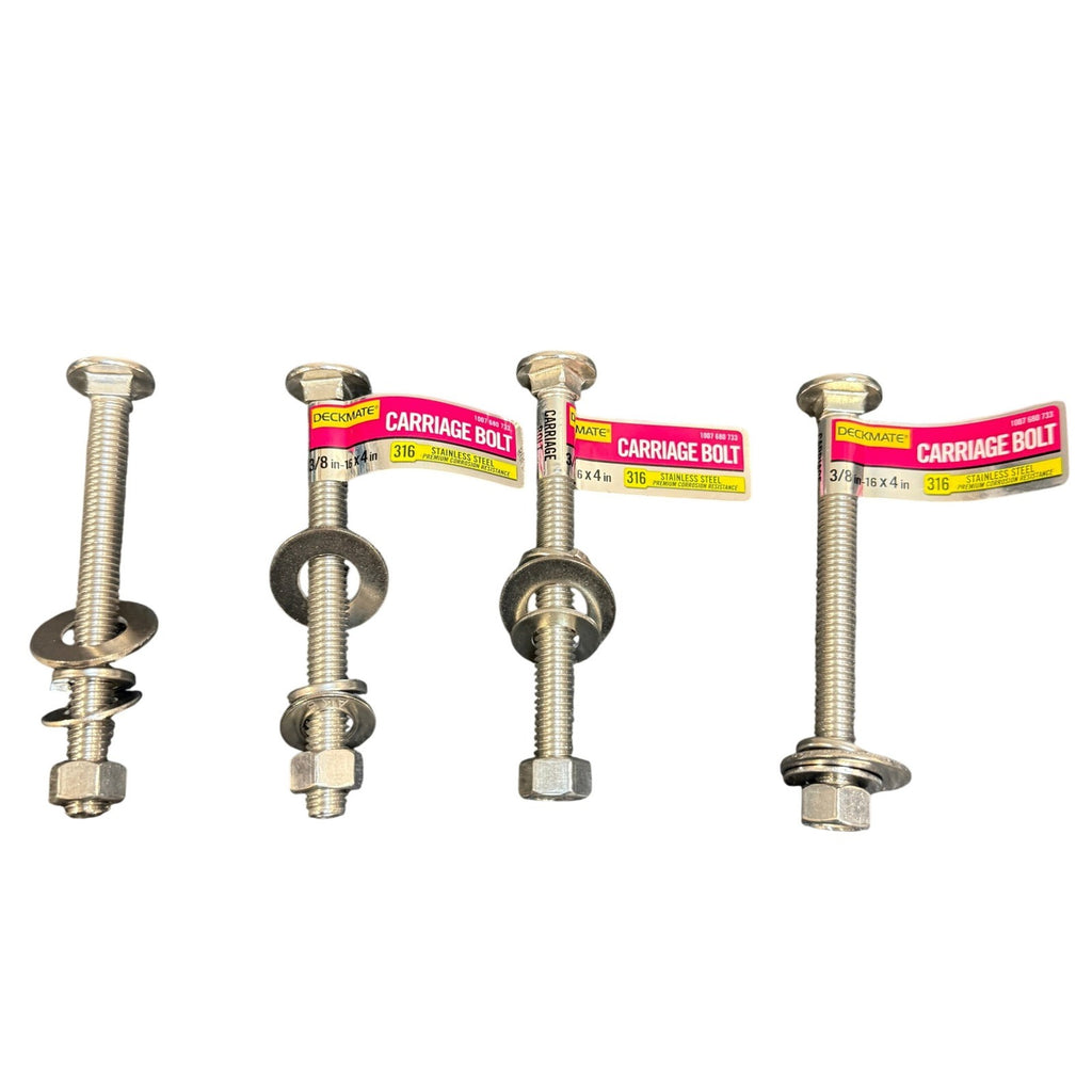 Lot of 4 Deckmate Carriage Bolt 3/8" - 16 x 4" 316 Stainless Steel 1007 680 733