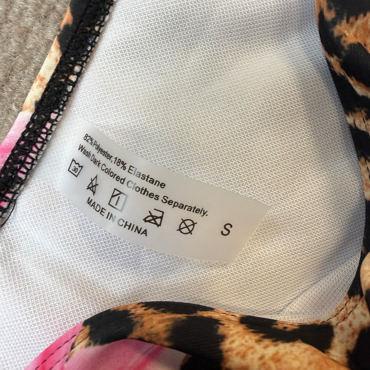 MSRP $35 Verdusa Women's S 2 Piece Leopard Cute Babydoll Tankini Swimsuit
