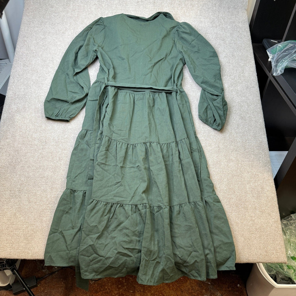 MSRP $58 MASCOMODA Women's L Fall Long Sleeve Midi Dress Casual V Neck Butt
