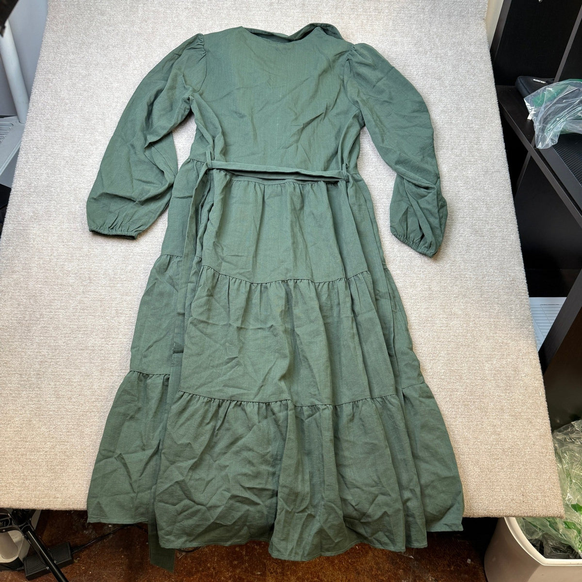 MSRP $58 MASCOMODA Women's L Fall Long Sleeve Midi Dress Casual V Neck Butt