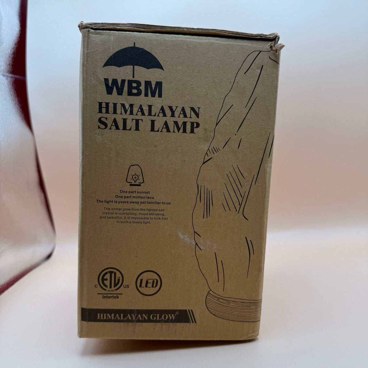 WBM USB Himalayan Salt Lamp with Touch Dimmer Control, Wooden Base, LED Bulb