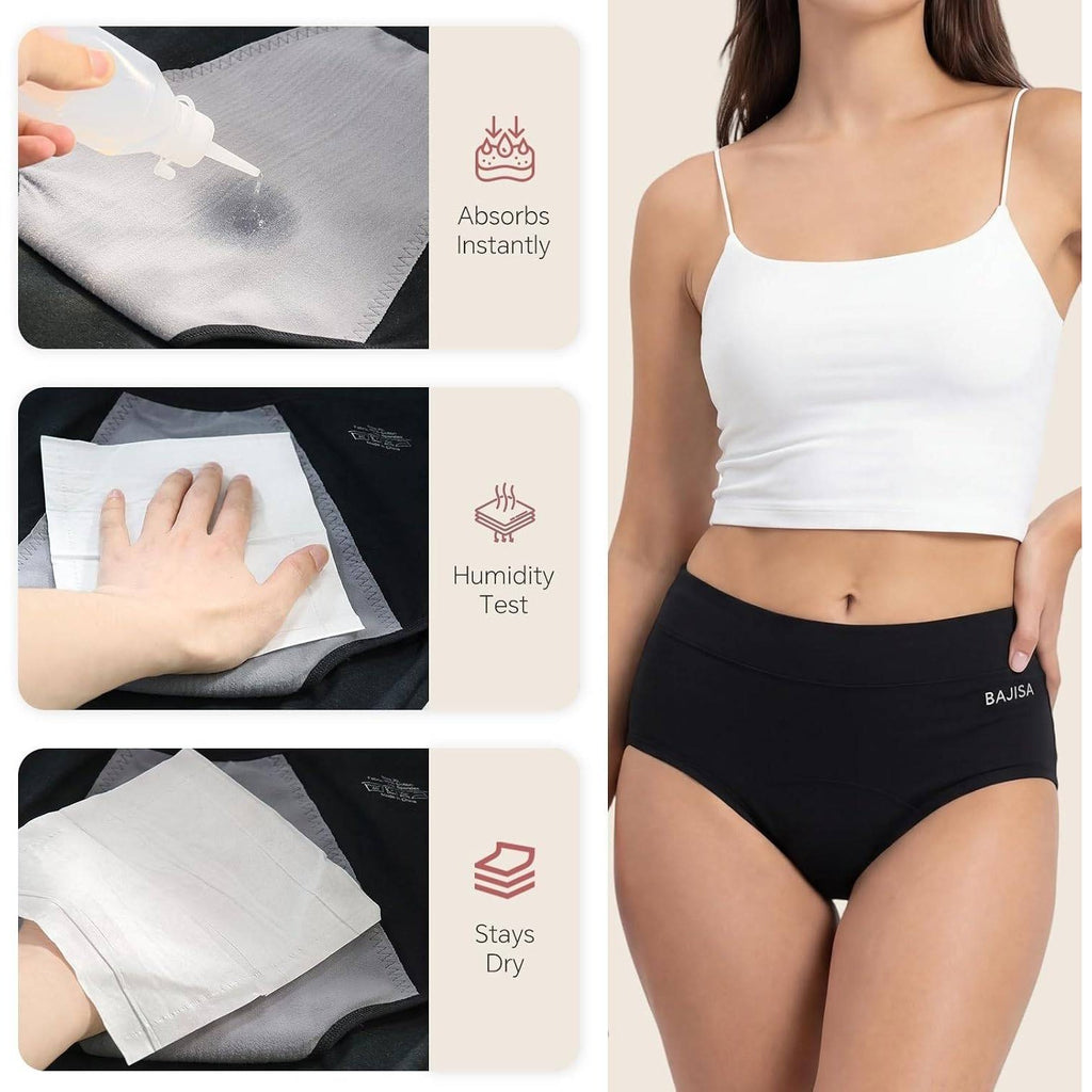 MSRP $31 BAJISA 3 Pack Women's L Incontinence Underwear Cotton Leakproof Period