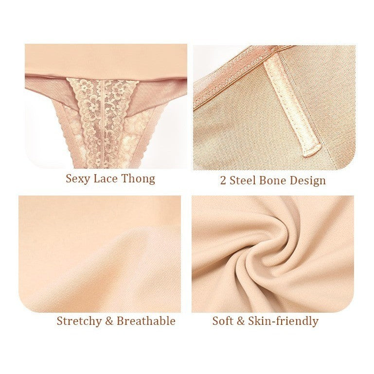 MSRP $22 Werena Women's S Beige Mid Waist Thong Shapewear Panties Girdle