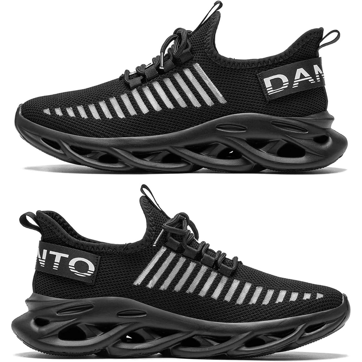 Dannto US Men's 11 / Women's 12 Black Running Shoes Breathable Walking Sneakers