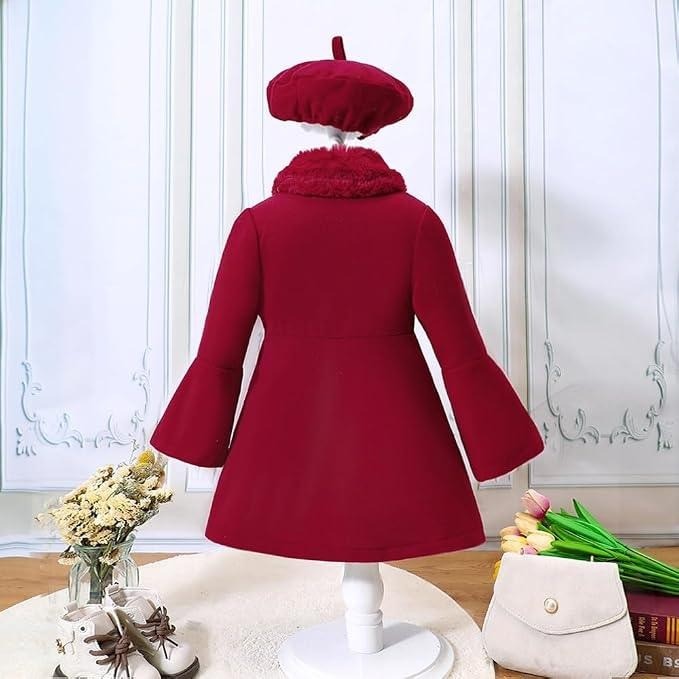 MSRP $47 Deerhobbes Girls 7Y Toddler Dress Coat Winter Coat Peacoat Fur Collar