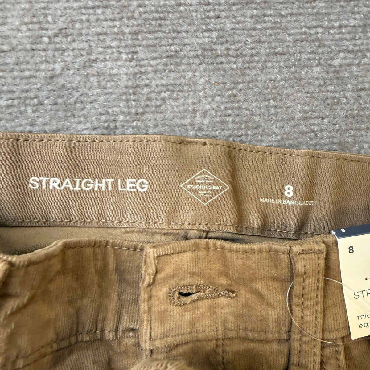 MSRP $44 St. John's Bay Womens 8 Hillcrest Tan Mid Rise Straight Corduroy Pants