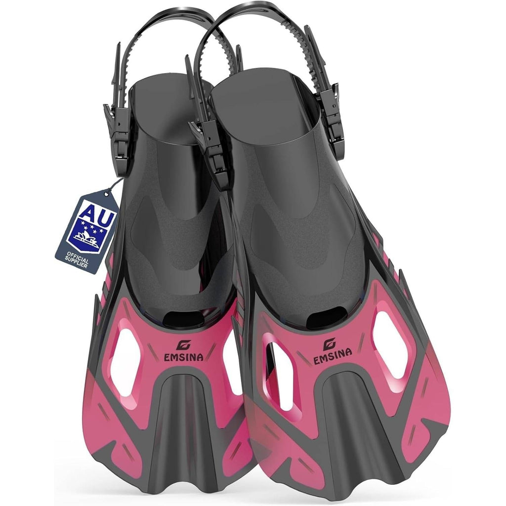 EMSINA Snorkel Fins Adjustable Buckles Pink S/M(M 4.5-8.5/W 5.5-9.5) Swim Flippe