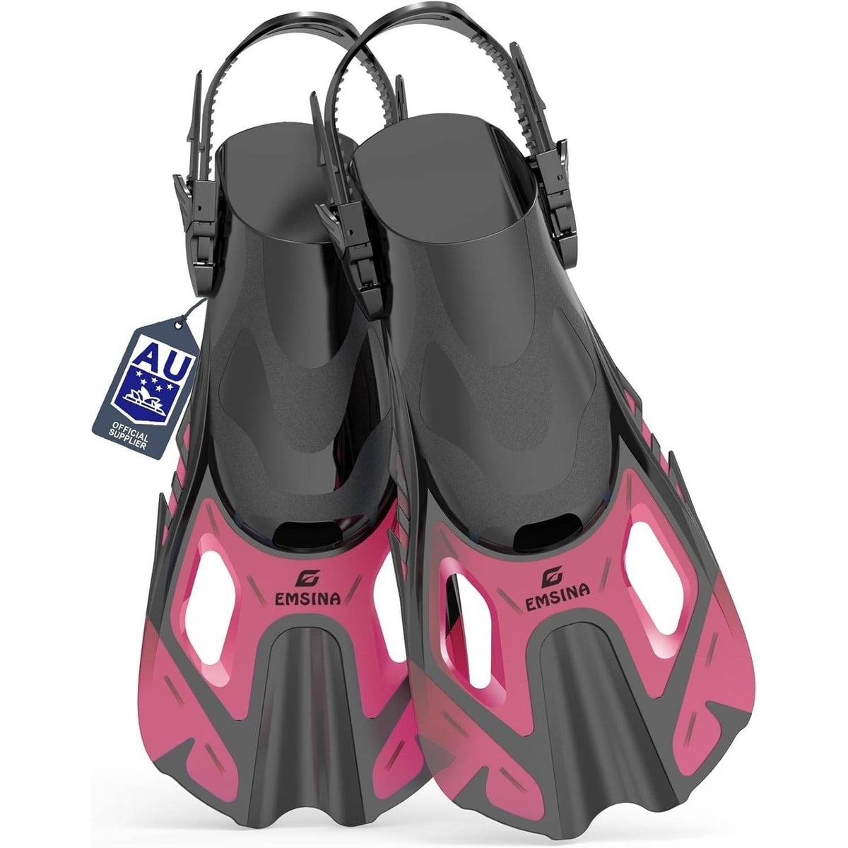 EMSINA Snorkel Fins Adjustable Buckles Pink S/M(M 4.5-8.5/W 5.5-9.5) Swim Flippe