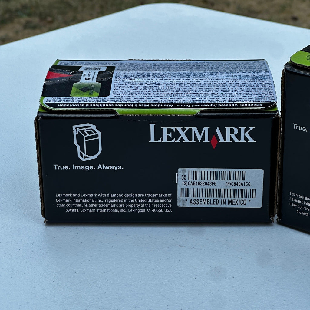 Set of 2 Lexmark C540A1CG Cyan & C540A1KG Black Toner Cartridges C540 C543 C544