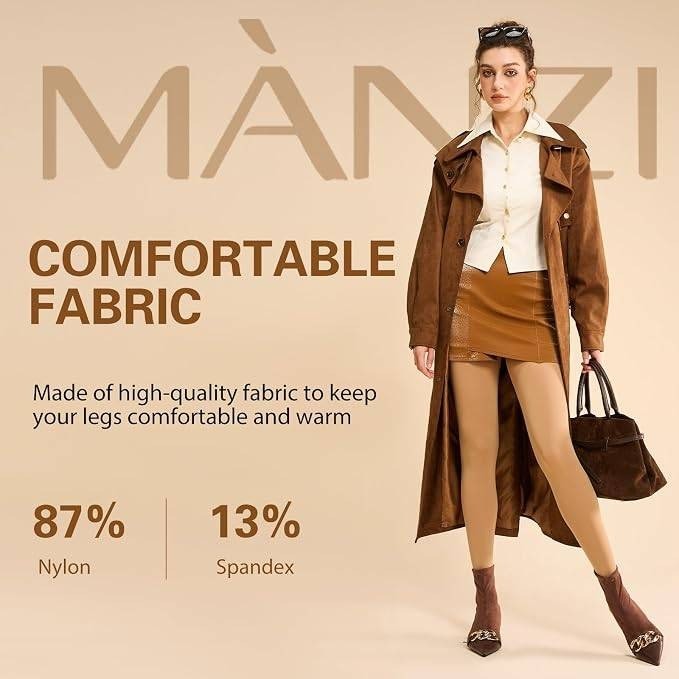 MANZI Women's XL 2 Pairs Super Opaque Tights 120 Denier Control Top