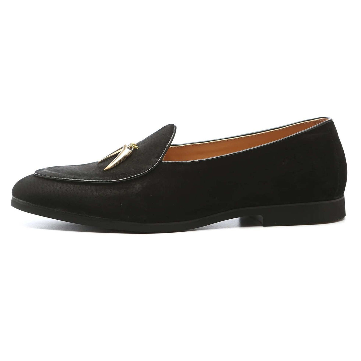 Santimon Men's US 8.5 Black Suede Smoking Slip On Loafers Formal Dress Shoes