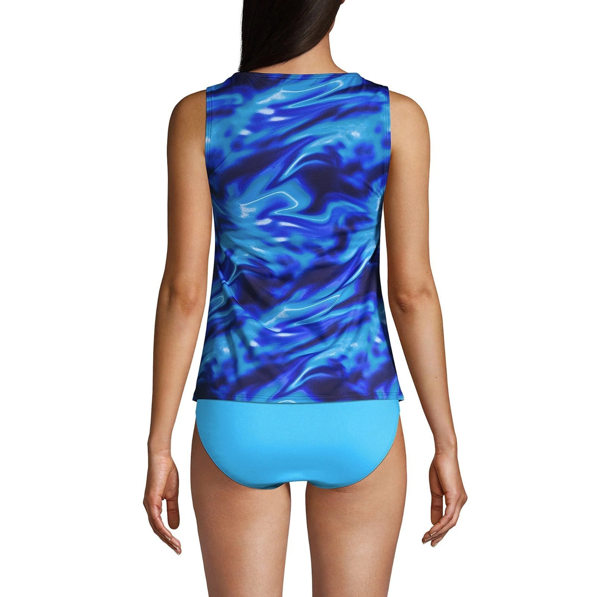 Lands End Womens 4-8R, 2-4L High Neck Sun Protection Modest Tankini Swimsuit Top