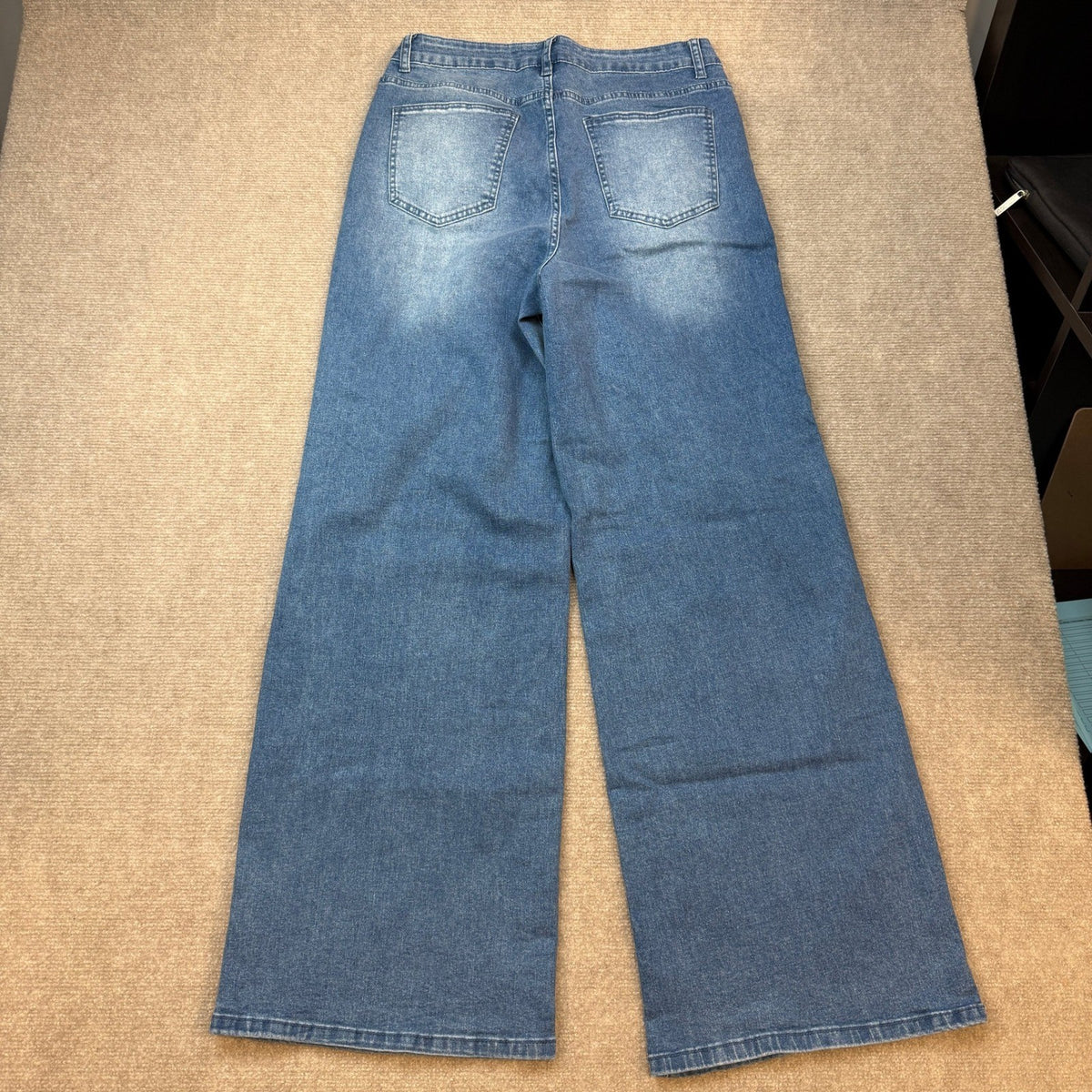 MSRP $52 GRAPENT Women's L Cool Blue Wide Leg Jeans Trendy High Waisted Stretch