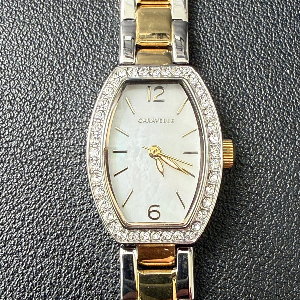Caravelle by Bulova 45L168 Women's Two Tone Dress Mini Quartz Watch New Battery
