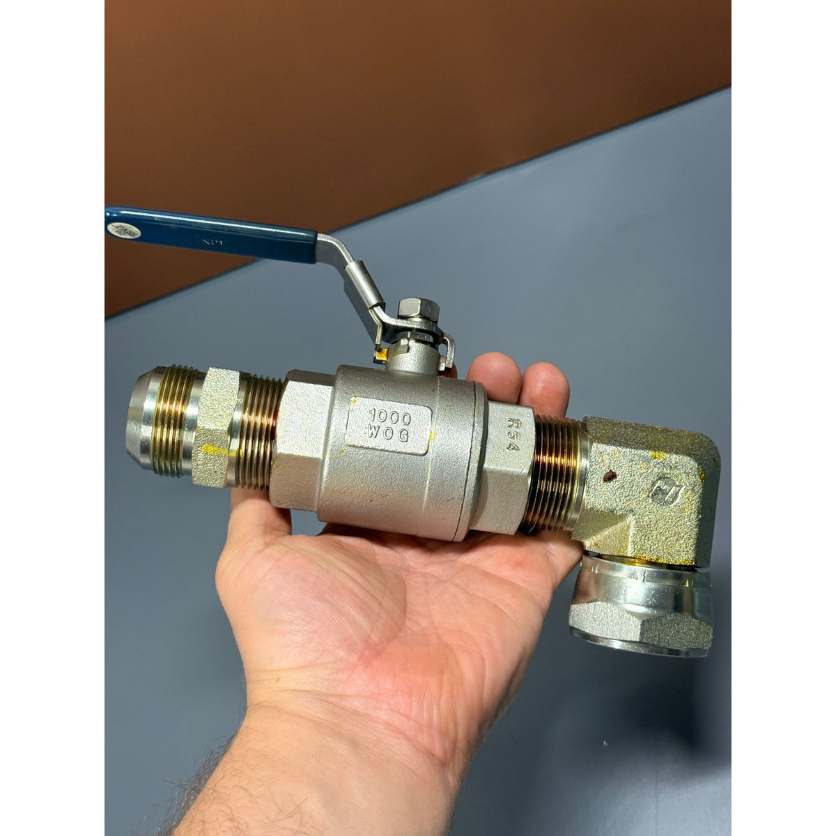 1-1/4" CF8M Stainless Ball Valve 1000WOG Assembly w/ Elbow & Adapter Fittings