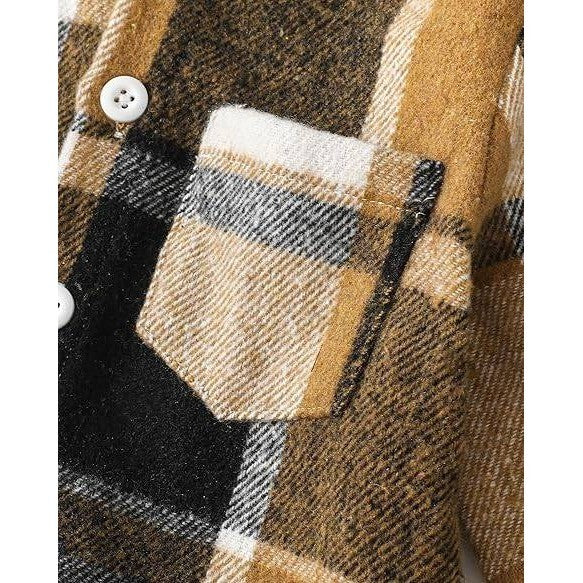 MSRP $26 Renotemy Baby Boy 2-3T Plaid Brown Clothes Set Toddler Long Sleeve