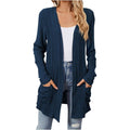 Women's XXL Navy Lightweight Long Sleeve Knit Dressy Casual Cardigan with Pocket