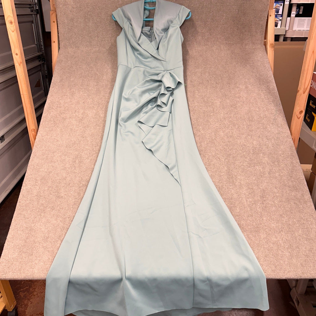 MSRP $130 DJ Jaz Womens 8 Sage Sweetheart Neck Short Sleeve Evening Gown
