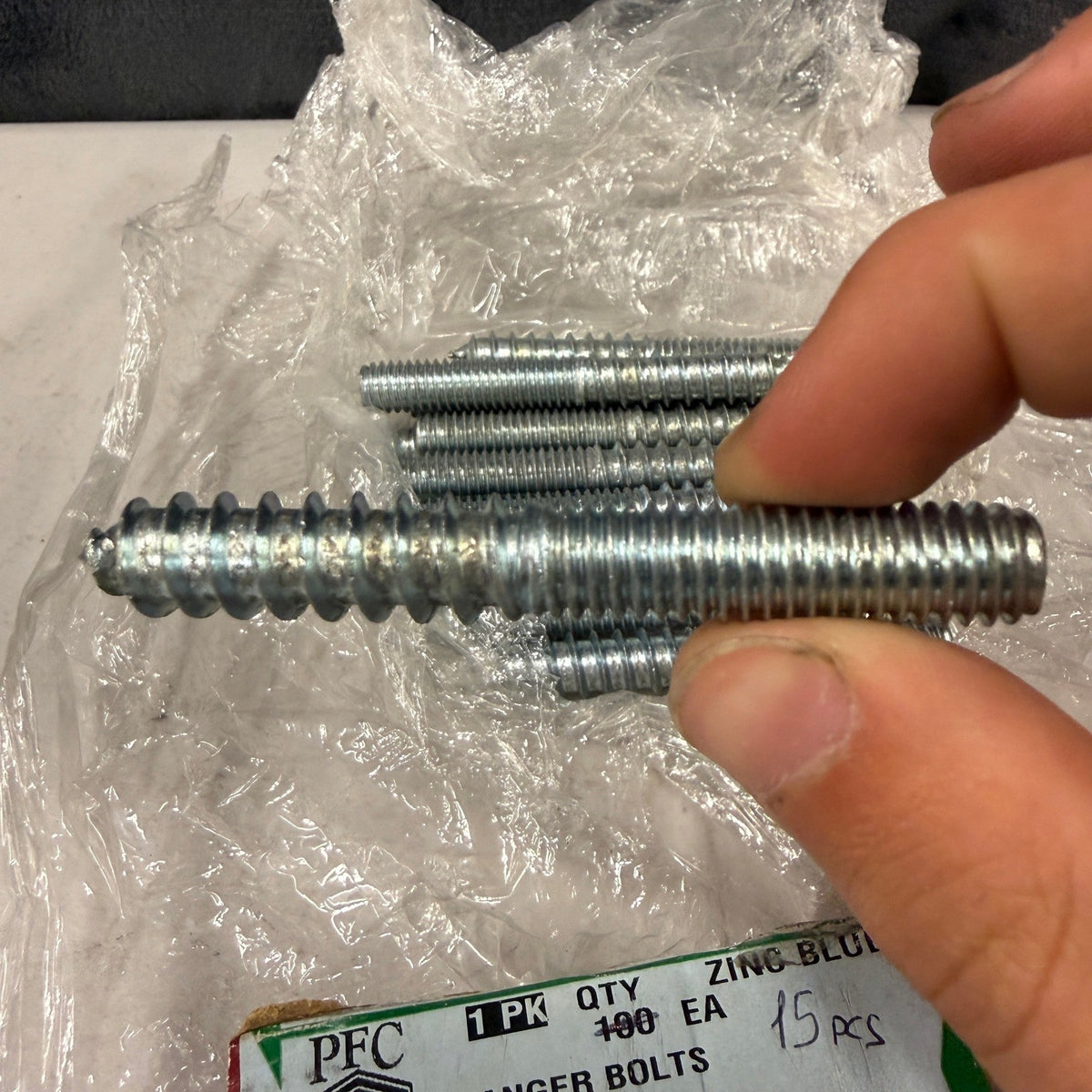 Pack of 15 PFC 3/8-16 x 3" Hanger Bolts Zinc Blue