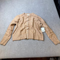 MSRP $38 A.N.A Womens L Petite Heather Brown Crew Neck Button Cardigan Long S