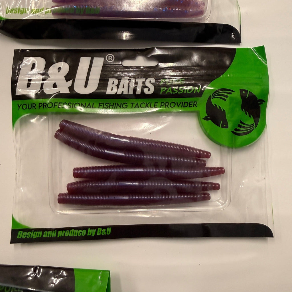 Set of 5 (5 pcs Each) B&U Baits Floating Senko Worms Bass Fishing Lure Soft Plas