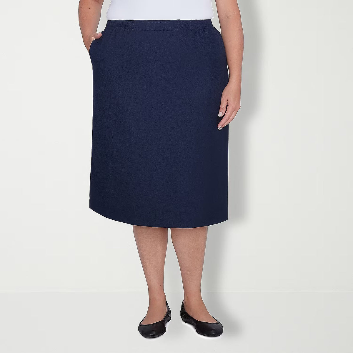 MSRP $42 Alfred Dunner Womens 22W, 24W Navy Suiting Pencil Skirt