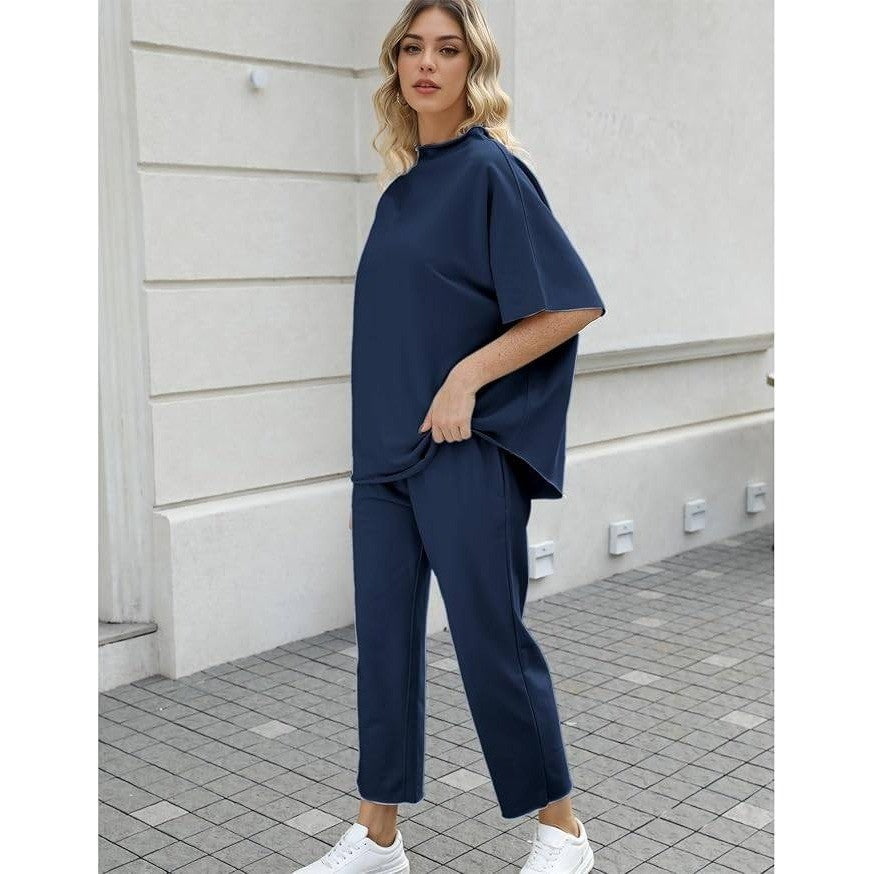 MSRP $48 SeeLuNa Women's XL Navy Two Piece Pullover Top Wide Leg Pants Outfits