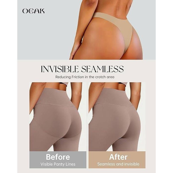 OEAK Women's Skin Nude S Seamless Thongs No Show Invisible Underwear G-String