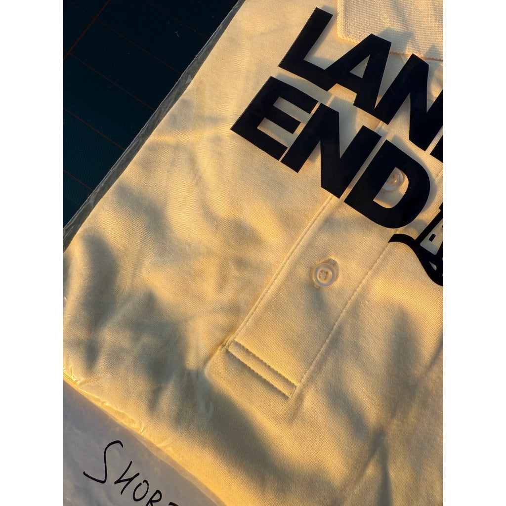 2 Pack Lands' End Mens L Golden Candle Light Short Sleeve Supima Polo Shirt