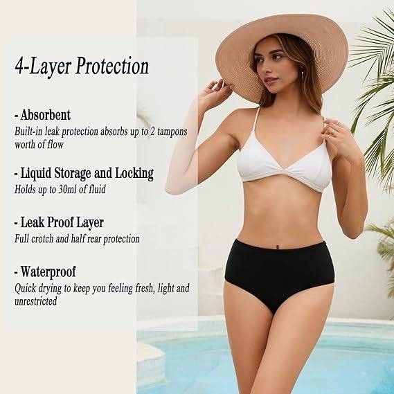 MSRP $25 Leoparts Black 2XS Period Swimwear Leakproof Bikini Bottoms High Waist