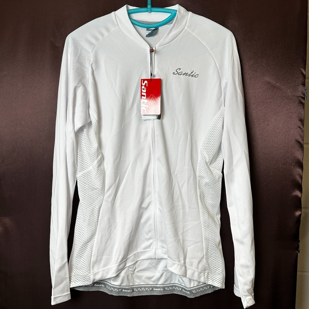 NWT Santic Light Miss Women's S-2XL White Cycling Jersey Long Sleeve Full Zip, R