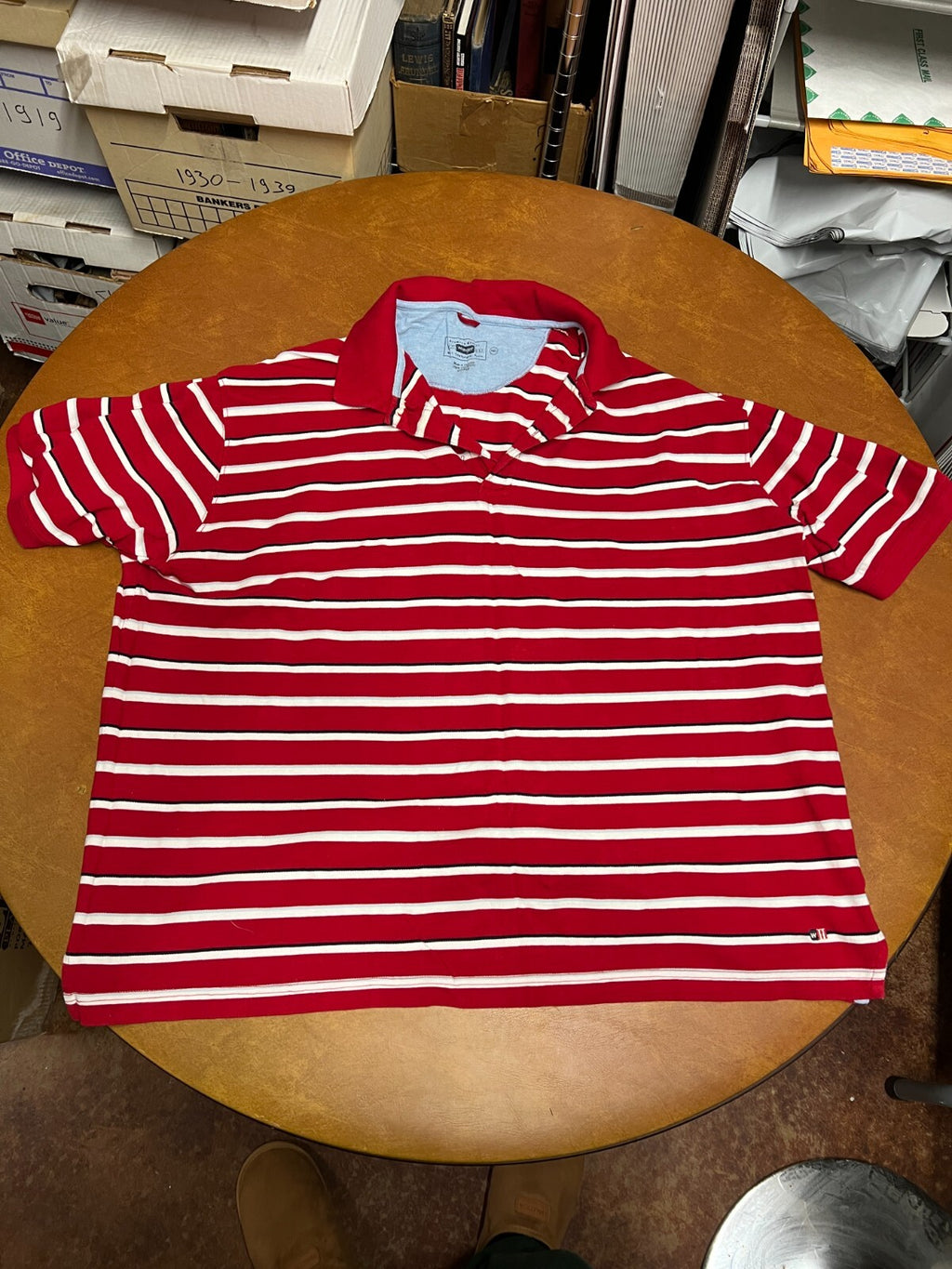 Wrangler Mens 3XL Red Striped Polo Short Sleeve Shirt #386