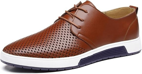 Santimon Men's US 8, 11 Brown Casual Derby Shoes Breathable Non Slip Sneakers