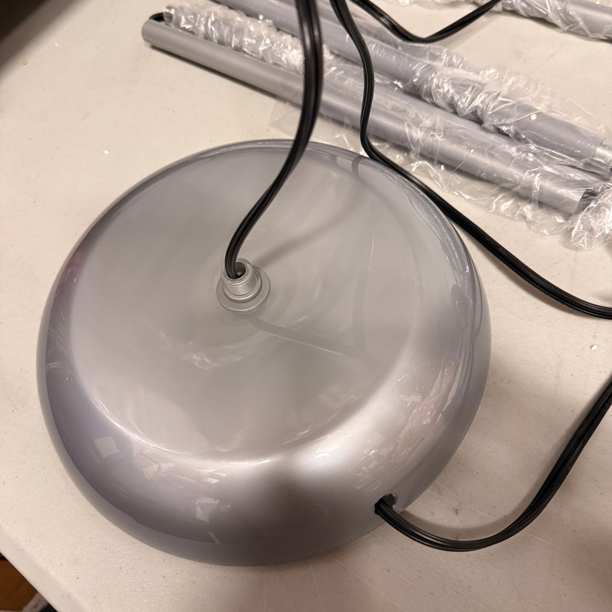 Globe Electric 67134 Silver 72" Torchiere Floor Lamp Adjustable Light, Frosted