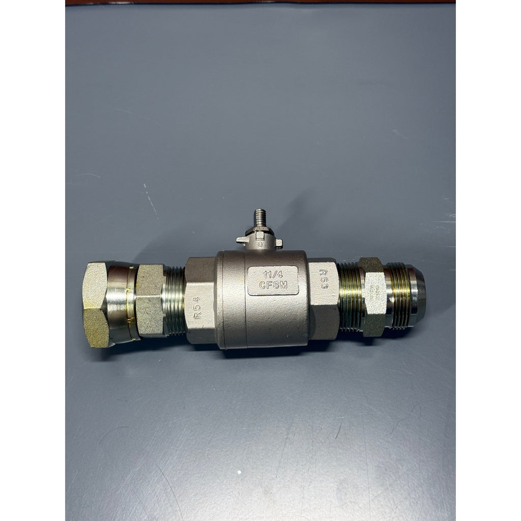 1-1/4" Stainless Steel Ball Valve CF8M 1000 WOG w/ Adapter Fittings NO HANDLE