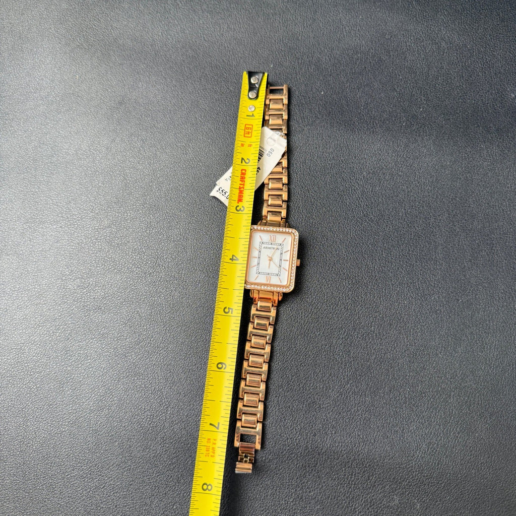 MSRP $55 Armitron 75/5841RG Women's Rose Gold Crystal Accented Bracelet Watch