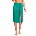 Lands' End Women's Sheer Twist Front Knee Length Swim Cover-up Skirt Island