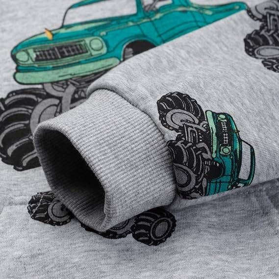 MSRP $20 NUBEEHOHO Toddler Boy 4T Grey/Green Truck Hoodie Sweatshirt Pullover