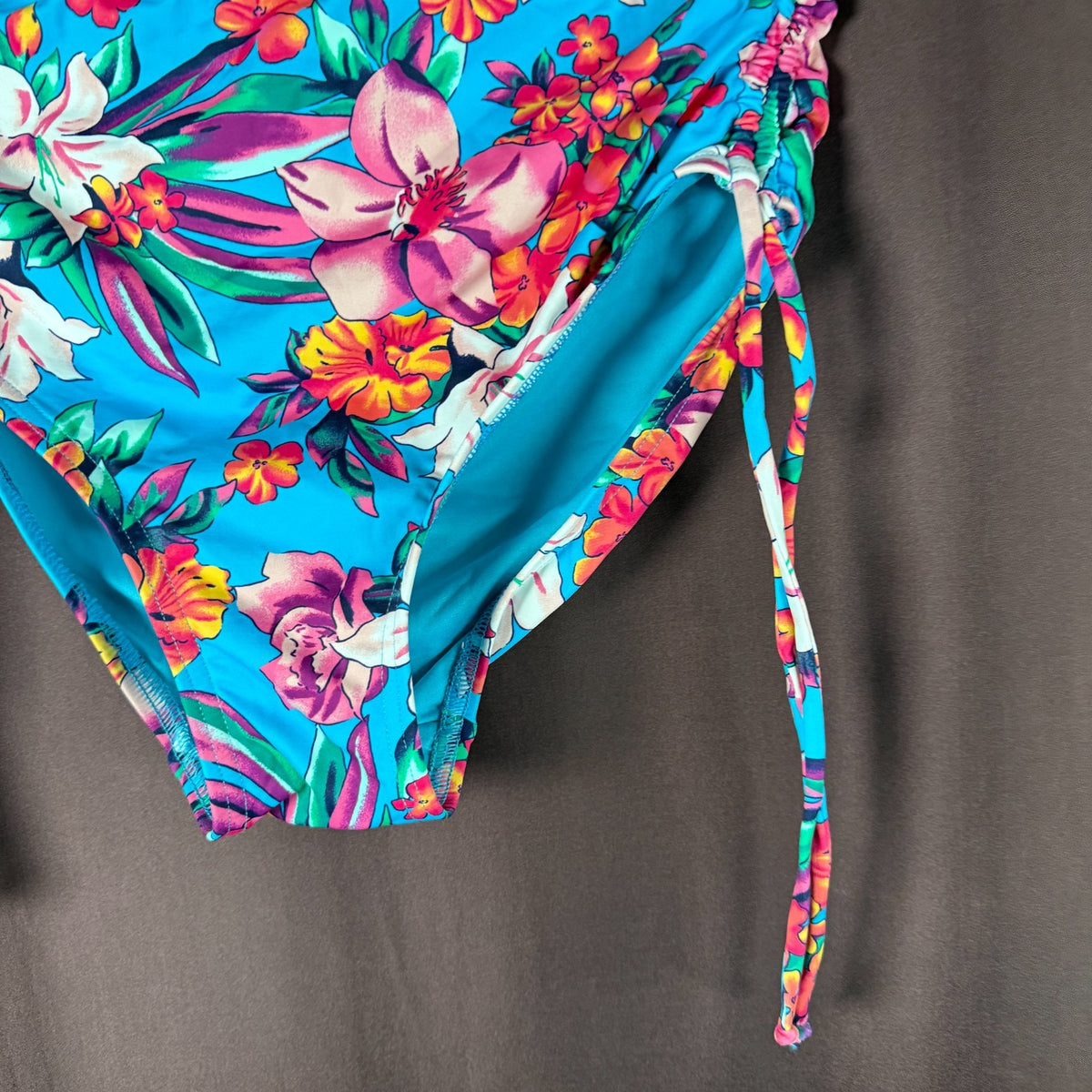 Lands' End Women's XS UPF 50 Adjustable High-Waist Bikini Bottoms Turquoise Lily
