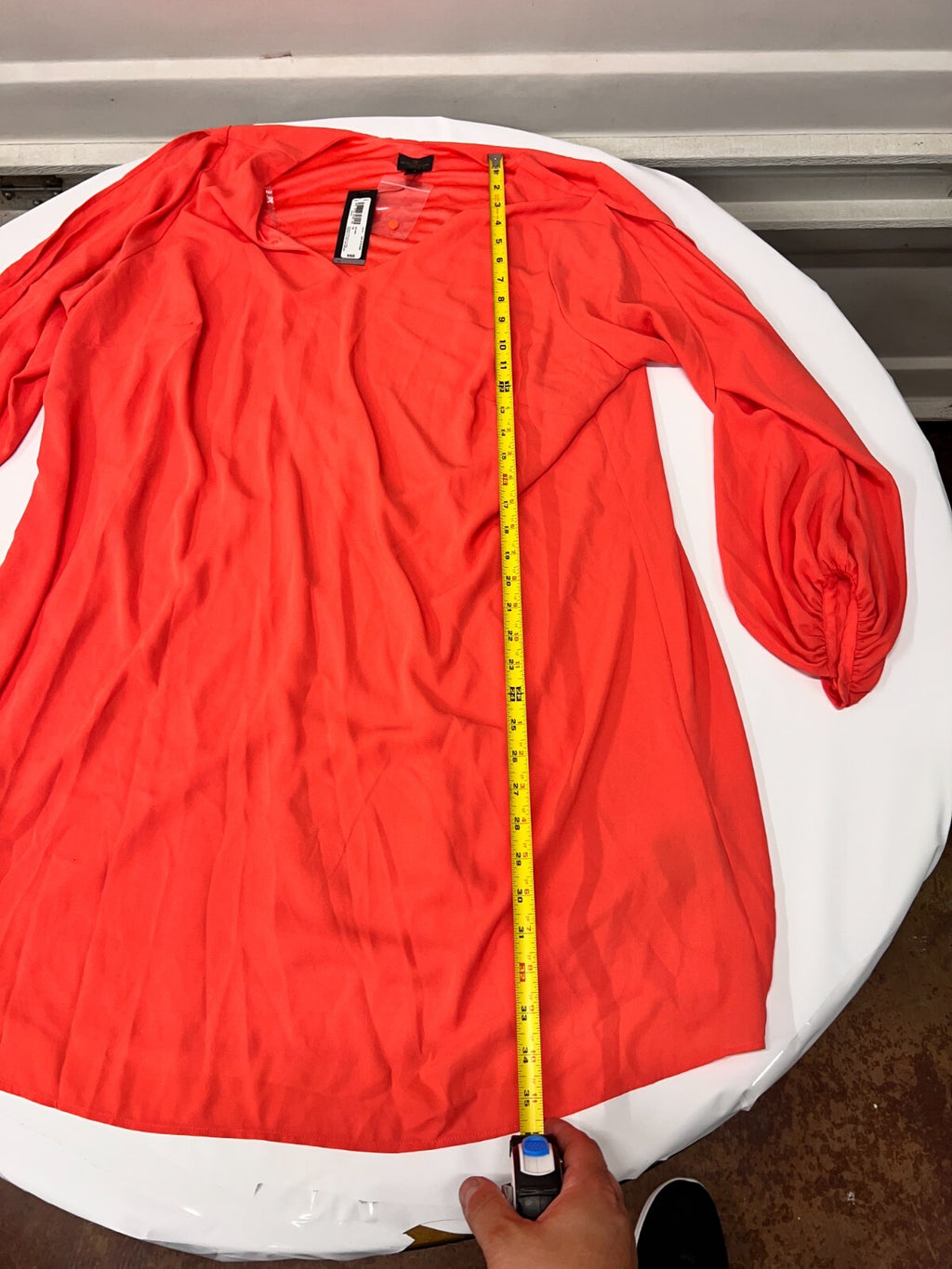 New Worthington Women's 1X Slit Sleeves V Neck Pullover Hot Coral A Line Dress