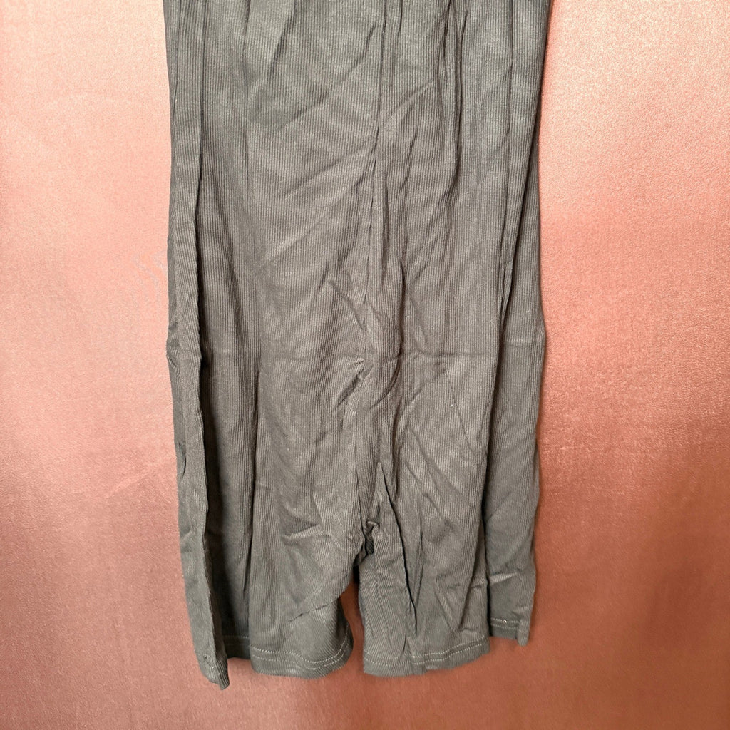 Womens Black S Ribbed Romper Jumpsuit Unitard Bodycon Shorts Racerback Yoga Gym