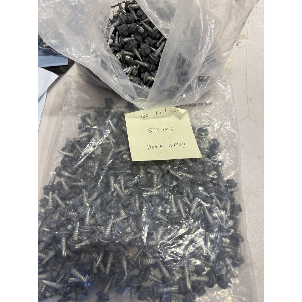 Lot of 500 Dark Gray 7/8" Stitch Screws Roofing Hex Washer Head