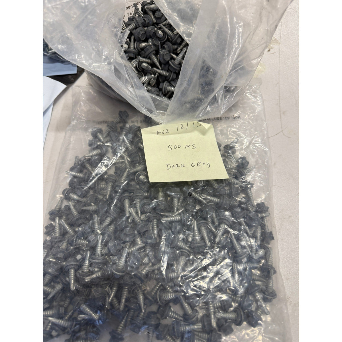 Lot of 500 Dark Gray 7/8" Stitch Screws Roofing Hex Washer Head