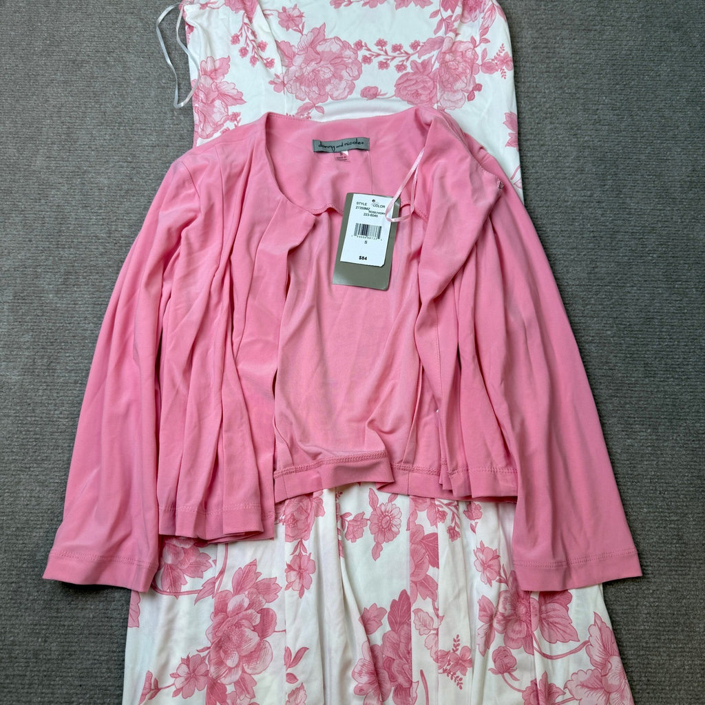 MSRP $84 Danny & Nicole Womens S Rose Ivory Floral 2 Piece Midi Jacket Dress