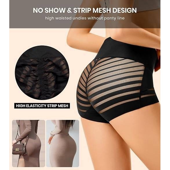 Set of 3 ASIMOON Women's S Tummy Control Boyshorts Underwear Stretch High Waiste