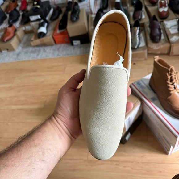 Santimon Mens US 11 Beige Suede Casual Plain Loafers for Formal Occasions Weddin