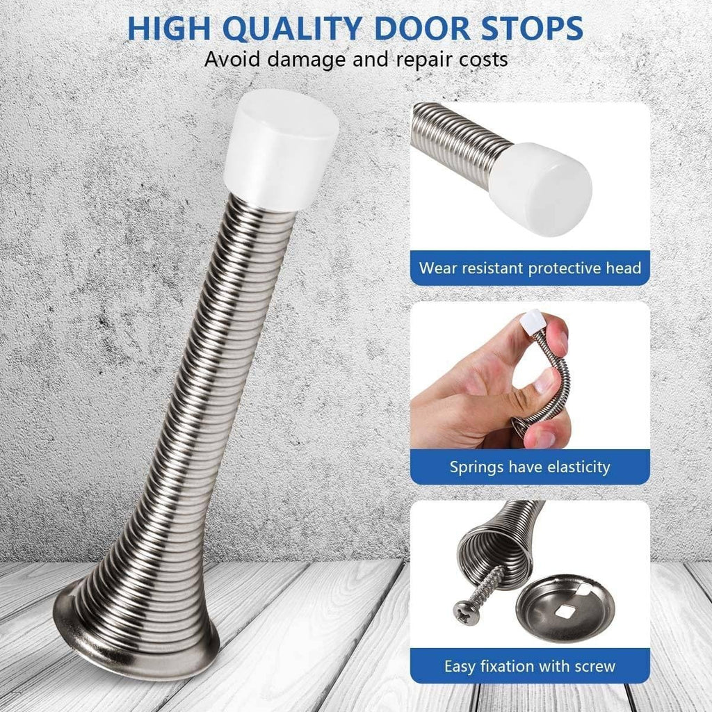 Pack of 12 KISEER Satin Nickel Spring Door Stops 3 1/4 Inch Flexible Heavy Duty