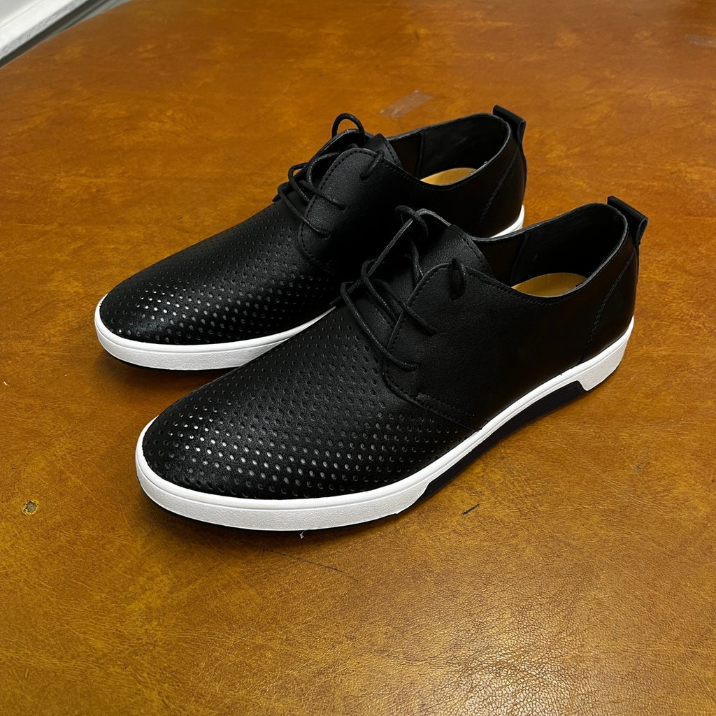Y2K Urban Men's US 9 Black Breathable Leather Casual Shoes Non-Slip Sneakers